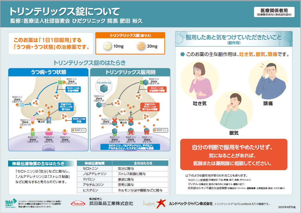 医療関係者向け患者説明用下敷き トリンテリックス錠について
