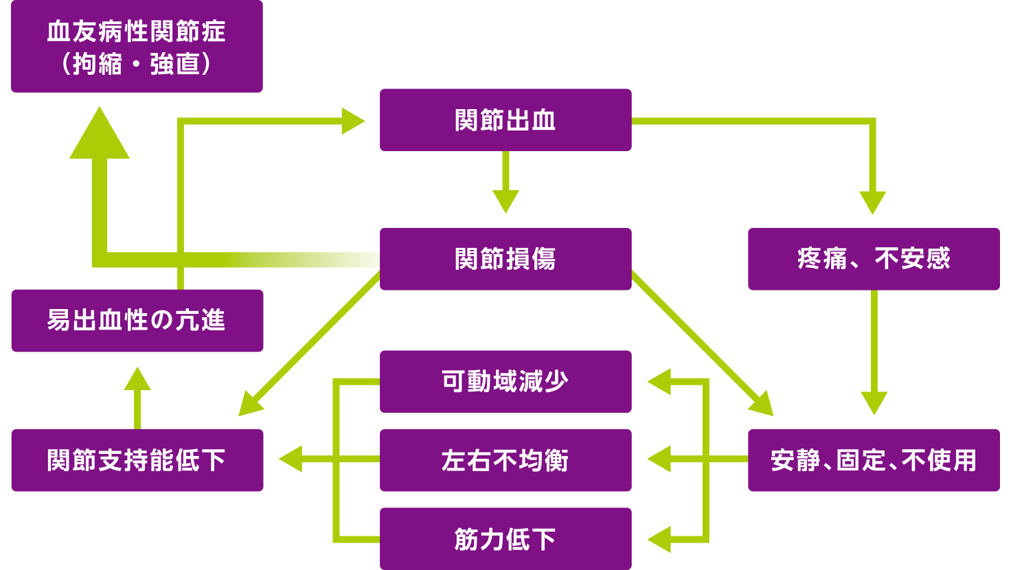 図:血友病性関節症の悪循環