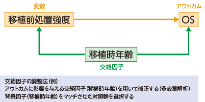 図3 交絡因子とその調整法の例