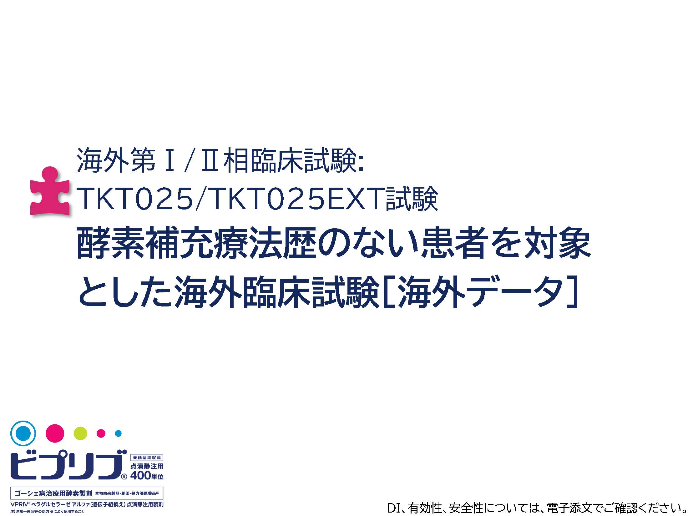 海外第Ⅰ/Ⅱ相臨床試験: TKT025/TKT025EXT試験 酵素補充療法歴のない患者を対象とした海外臨床試験［海外データ］