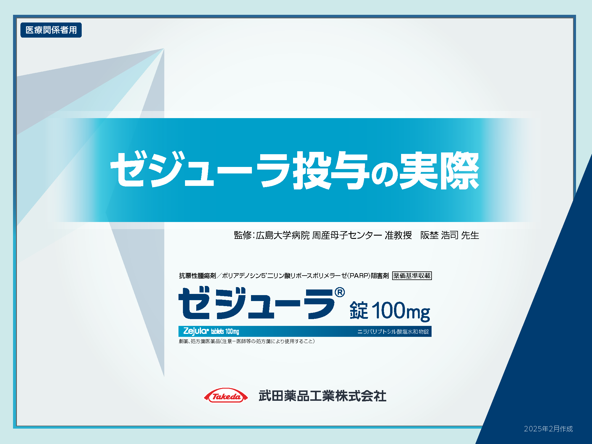 ゼジューラ投与の実際　投与時の注意点、副作用の対処法を 患者さんに説明するための資材です
